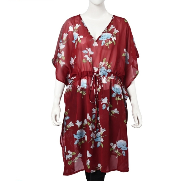Boutique Dresses & Skirts - Gorgeous Red Wine Romantic Floral Kaftan